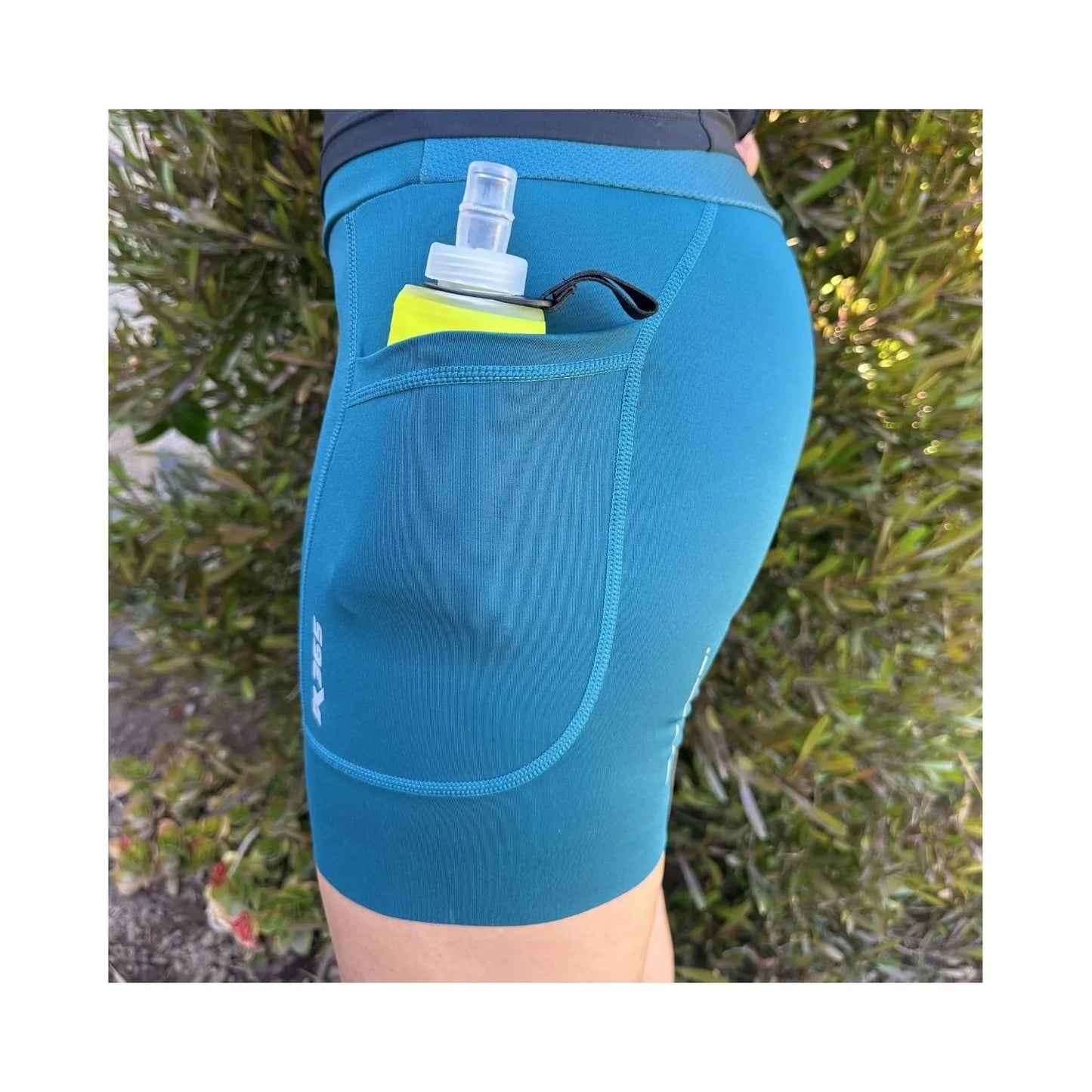 Calzas Running Cortas Con 3 Bolsillos Mujer - Verde Petróleo