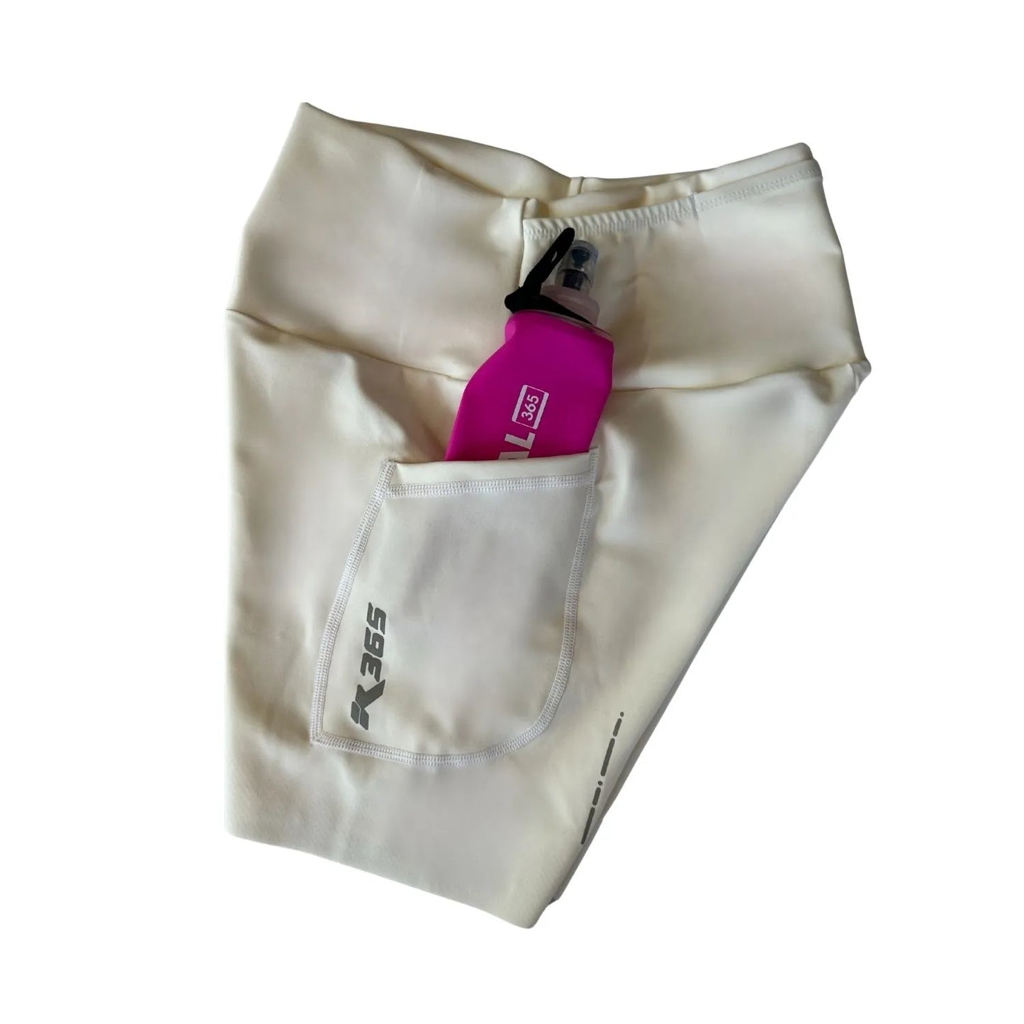 Calzas Running Cortas Con 3 Bolsillos Mujer - Beige