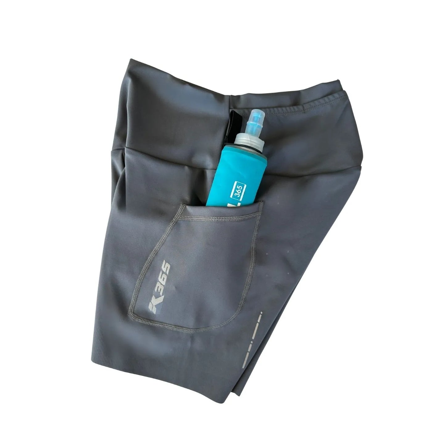 Calzas Running Cortas Con 3 Bolsillos Mujer - Gris