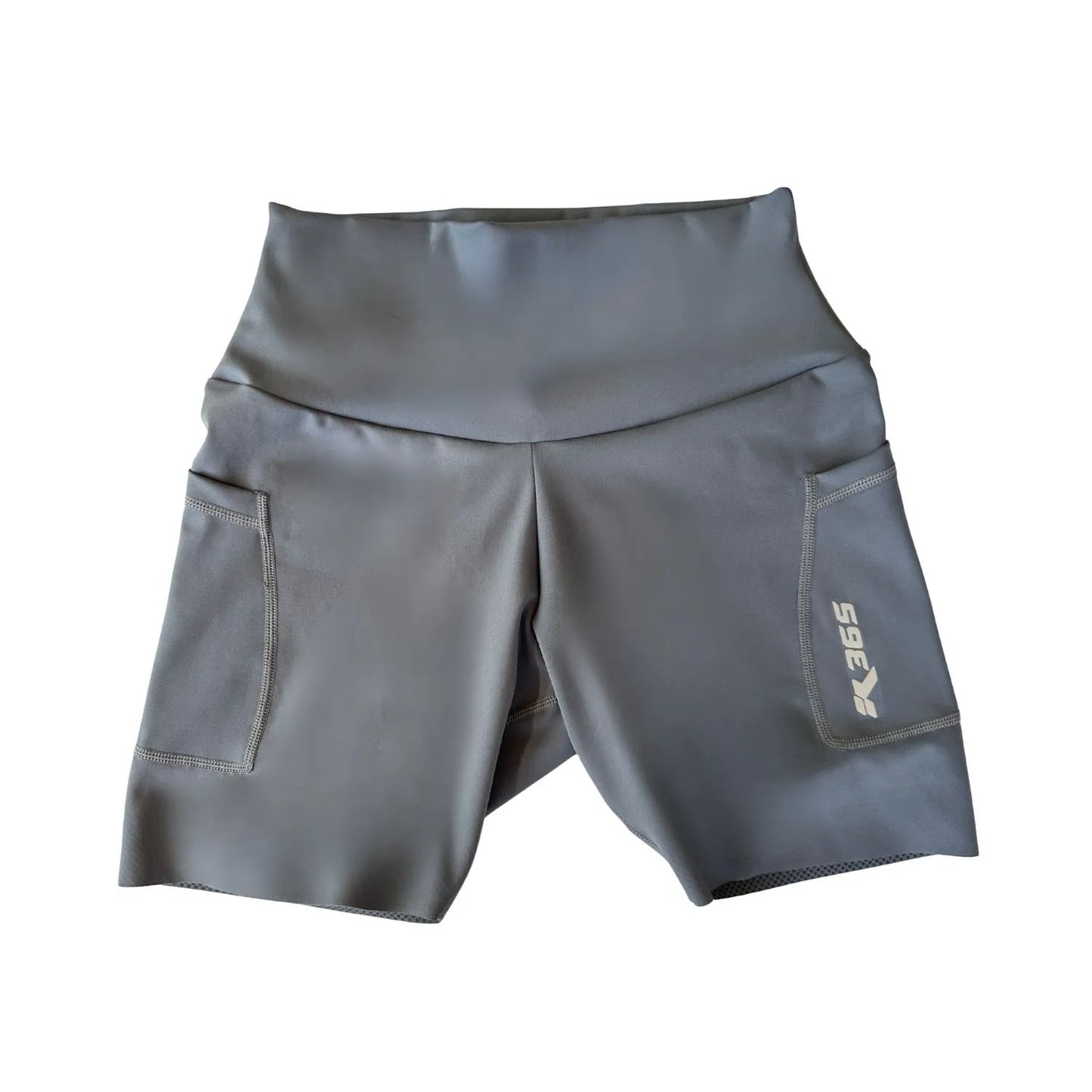 Calzas Running Cortas Con 3 Bolsillos Mujer - Gris