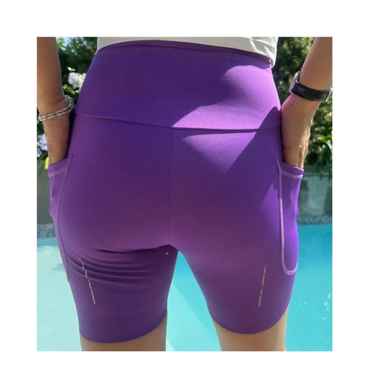 Calzas Running Cortas Con 3 Bolsillos Mujer - Morado