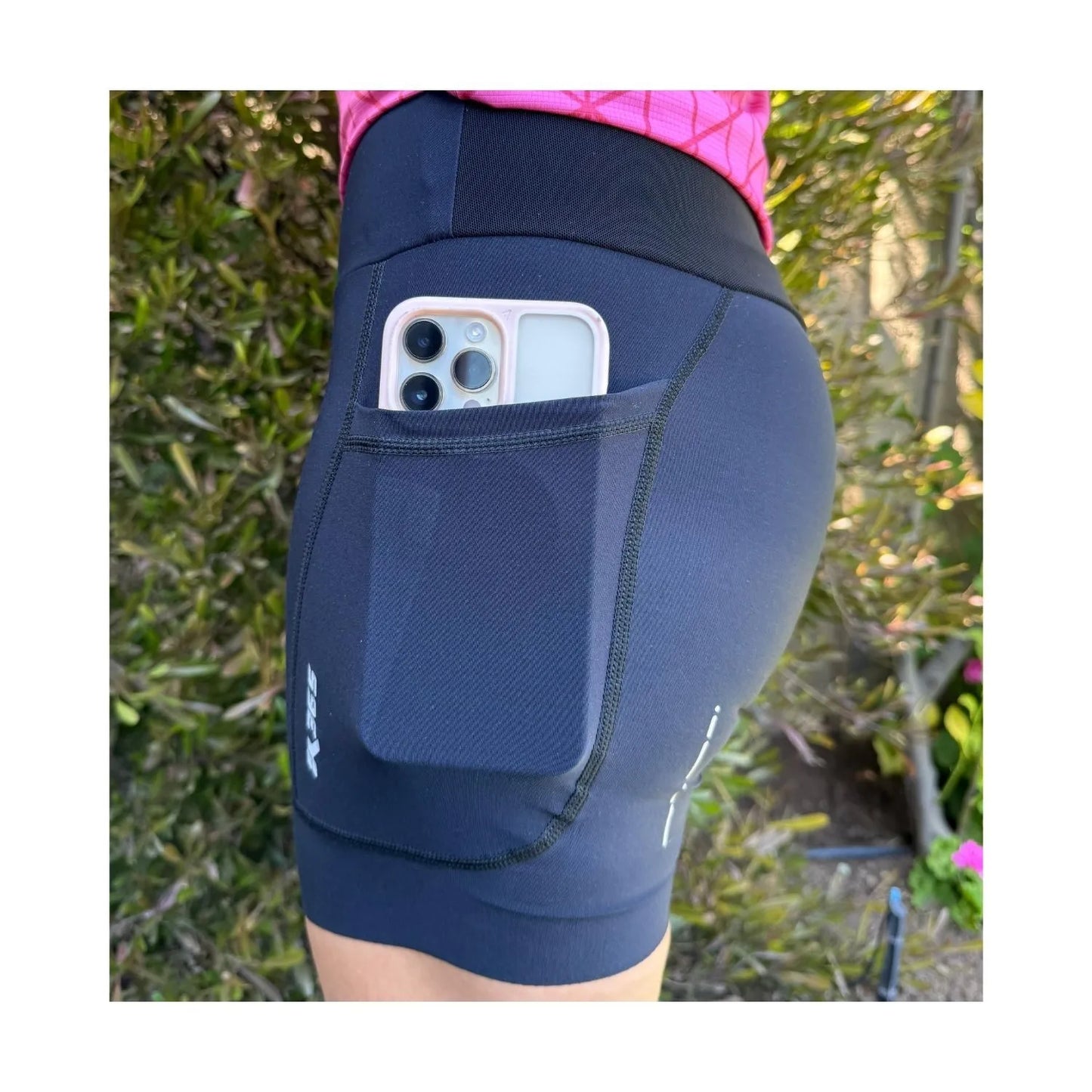 Calzas Running Cortas Con 3 Bolsillos Mujer - Negro