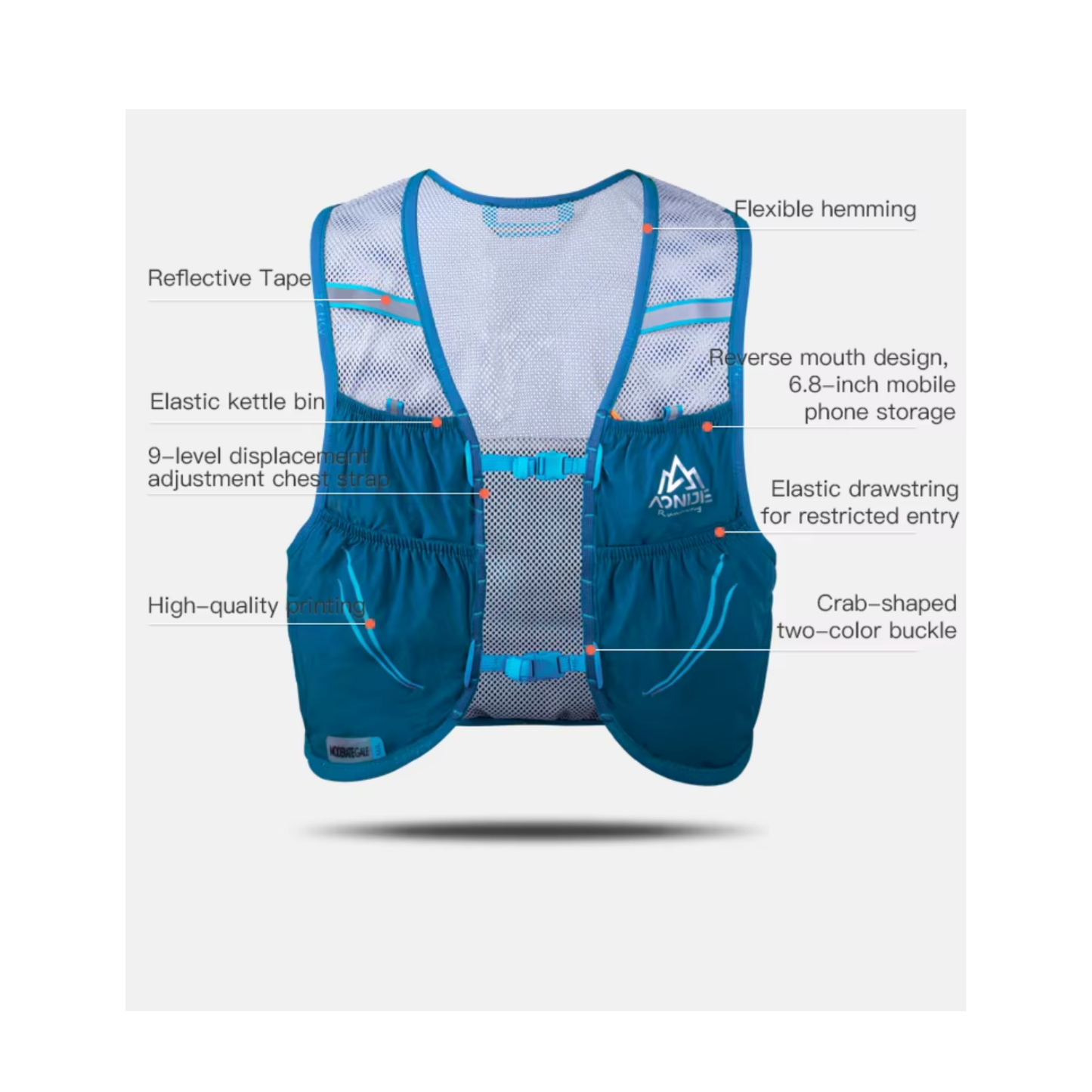 Chaleco Hidratación 2.5L para Running y Trail  Azul