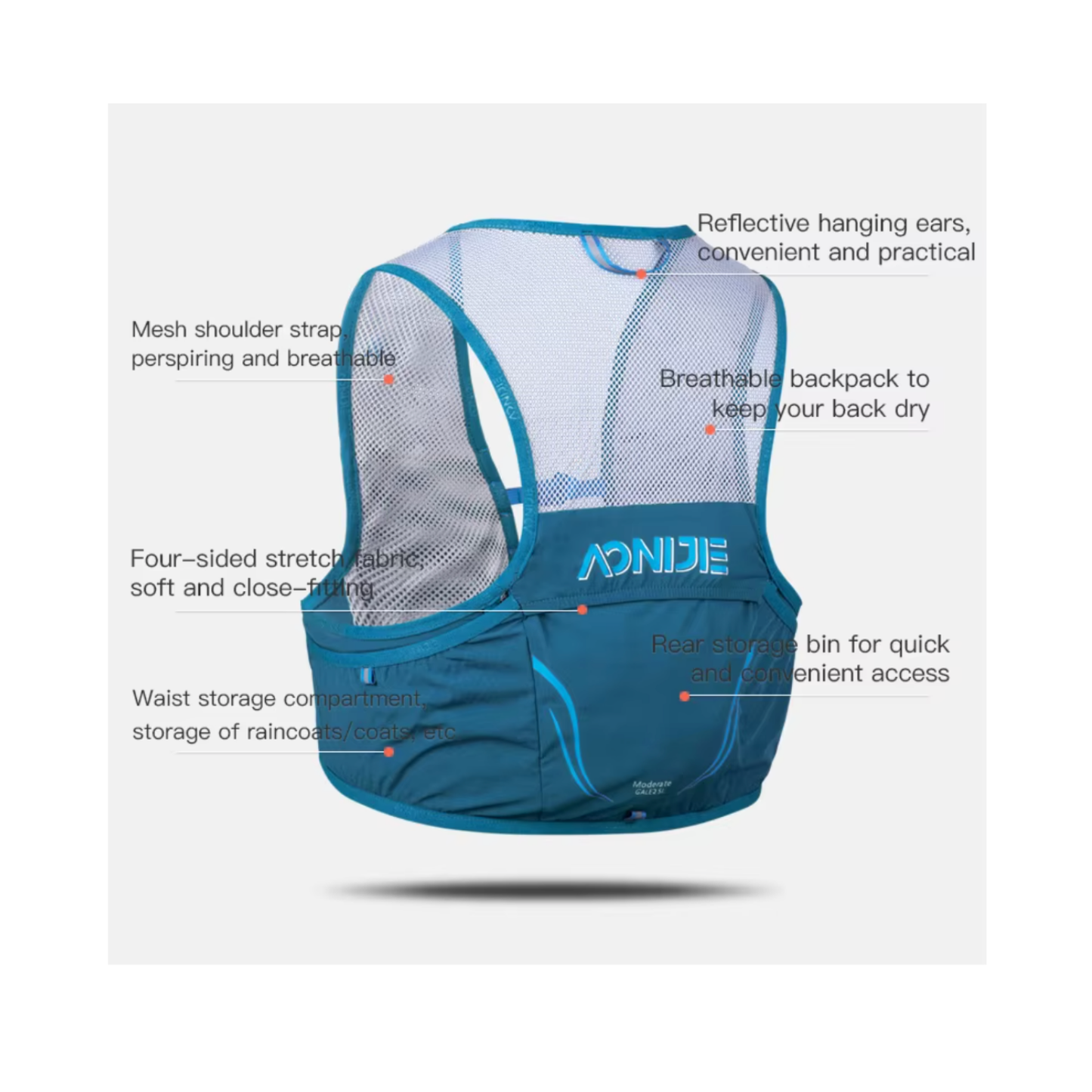 Chaleco Hidratación 2.5L para Running y Trail  Azul