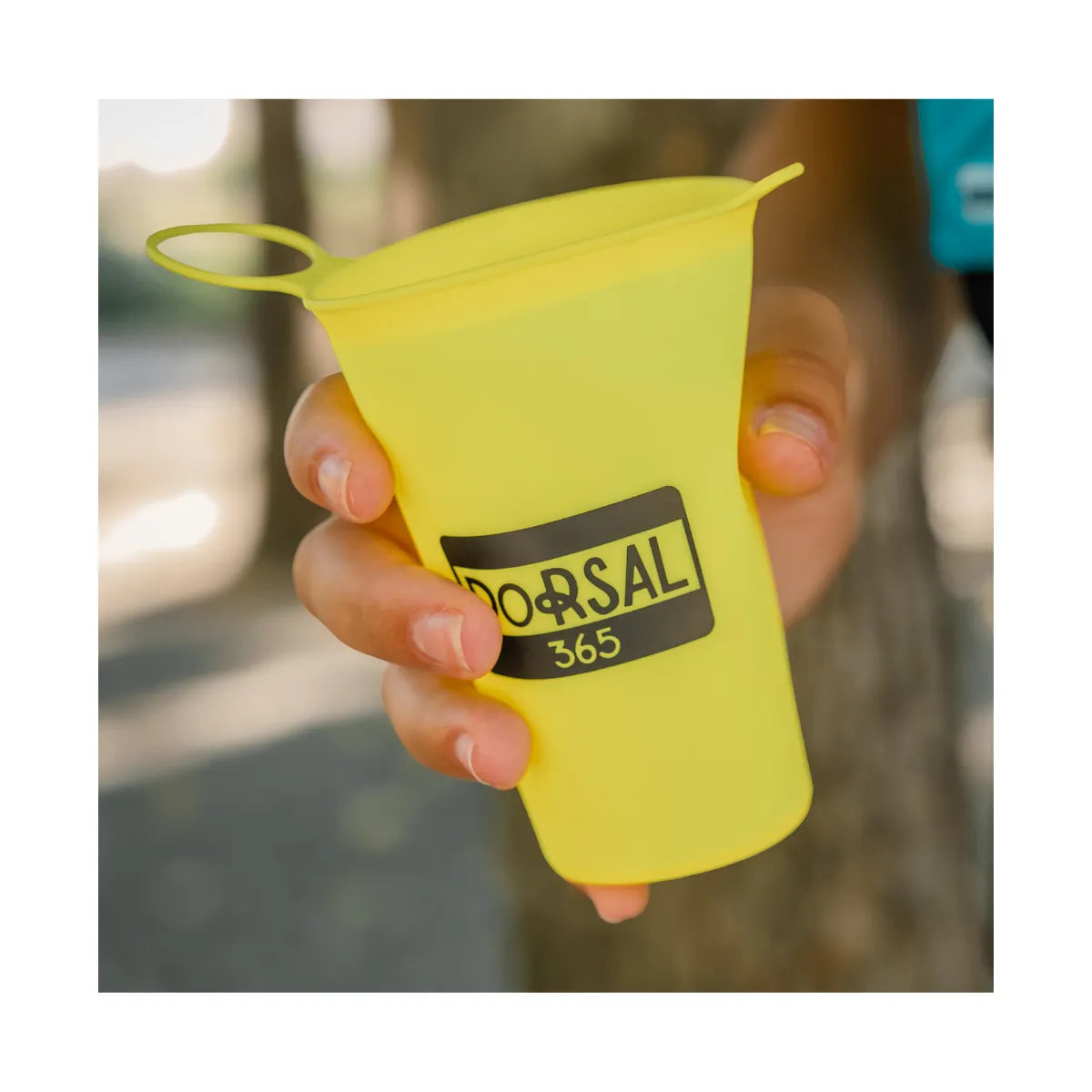 Vaso plegable running 200 ml reutilizable Dorsal365 para trail running y actividades outdoor.